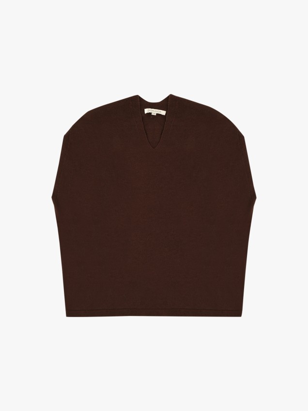 Camisola de Malha sem Mangas com Decote em V