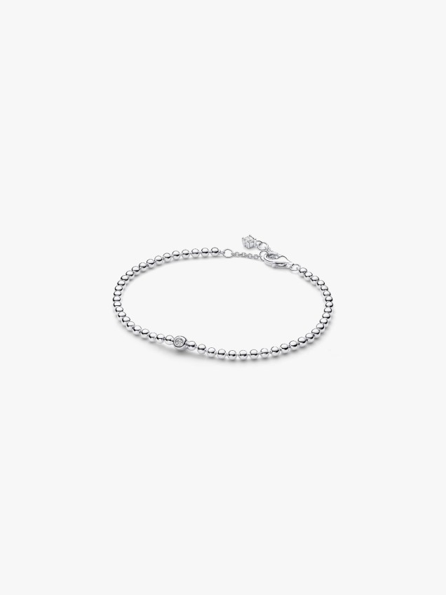 Pulseira de Esferas e Pedra Cintilante