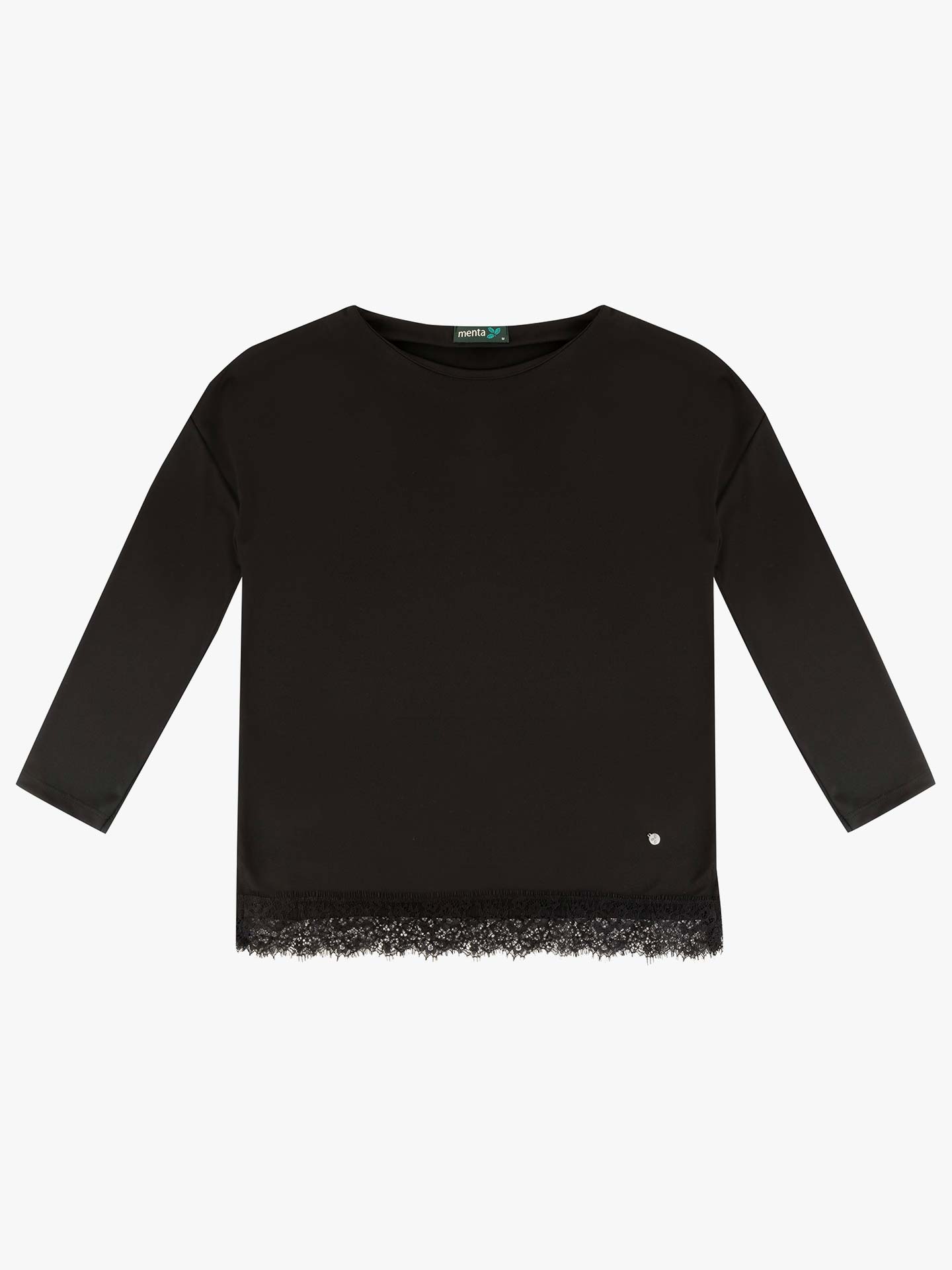Blusa com Detalhe de Renda na Bainha