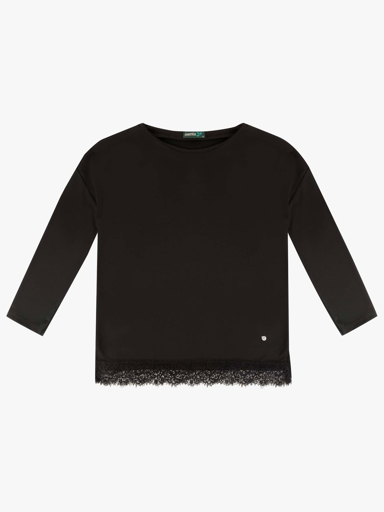 Blusa com Detalhe de Renda na Bainha