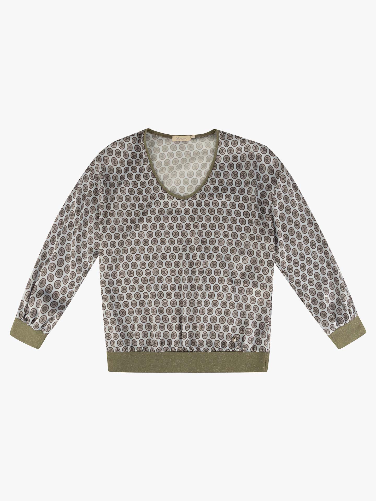 Blusa Estampada com Decote em V