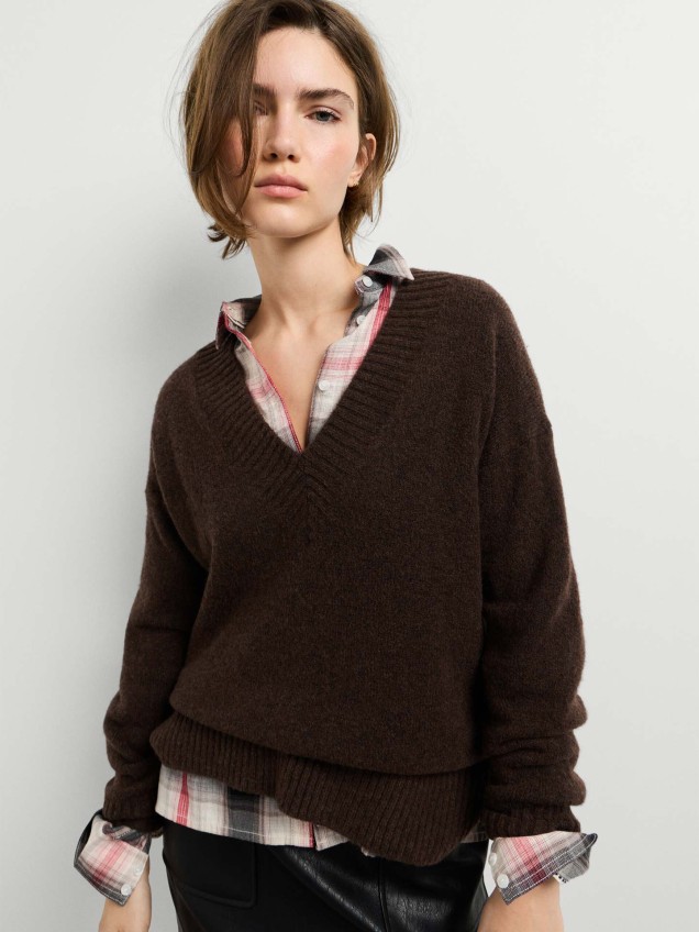 Camisola de Malha com Decote em V