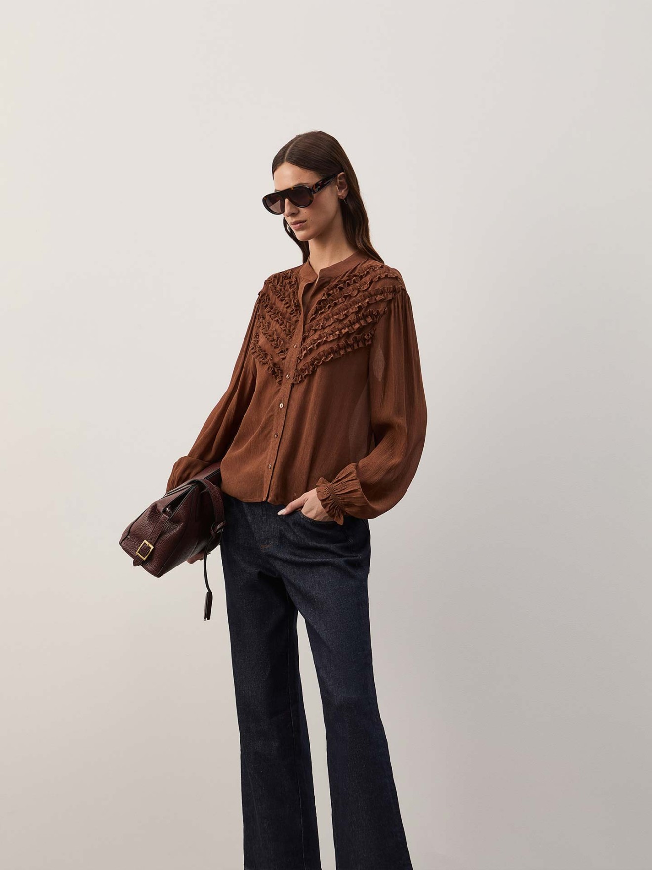 Blusa Fluida com Folhos