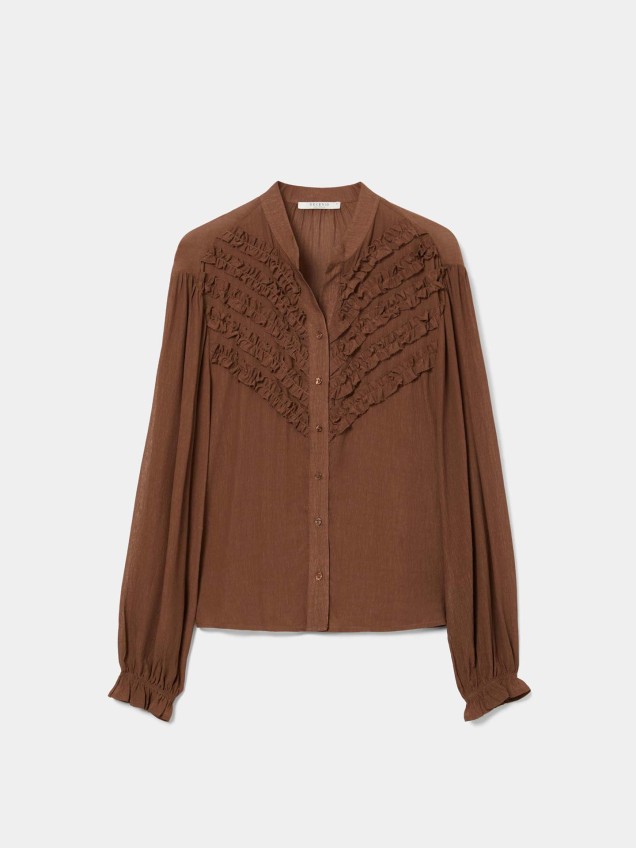 Blusa Fluida com Folhos