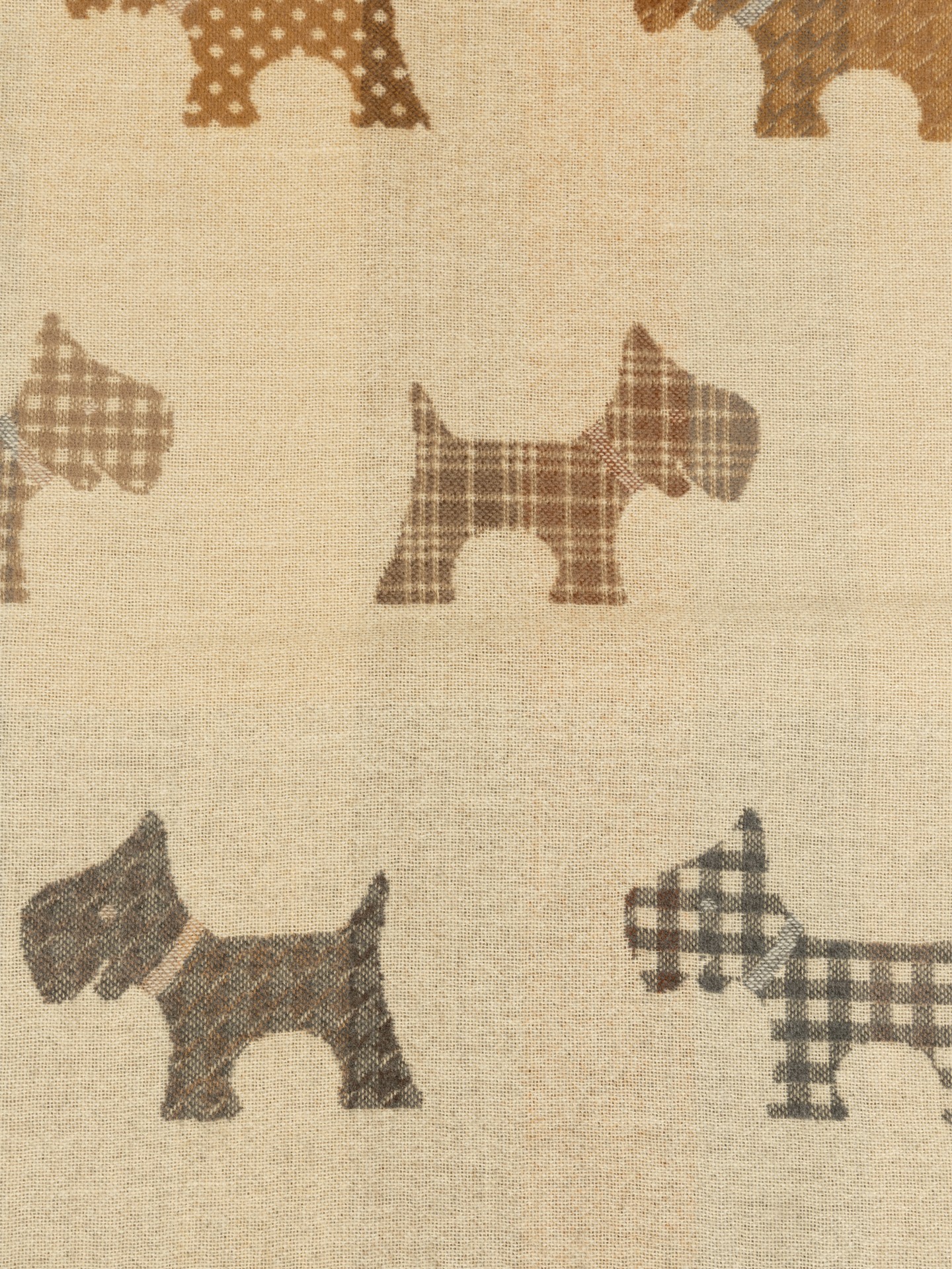 Écharpe com Padrão de Cães e Franjas