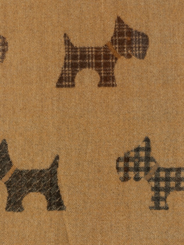 Écharpe com Padrão de Cães e Franjas