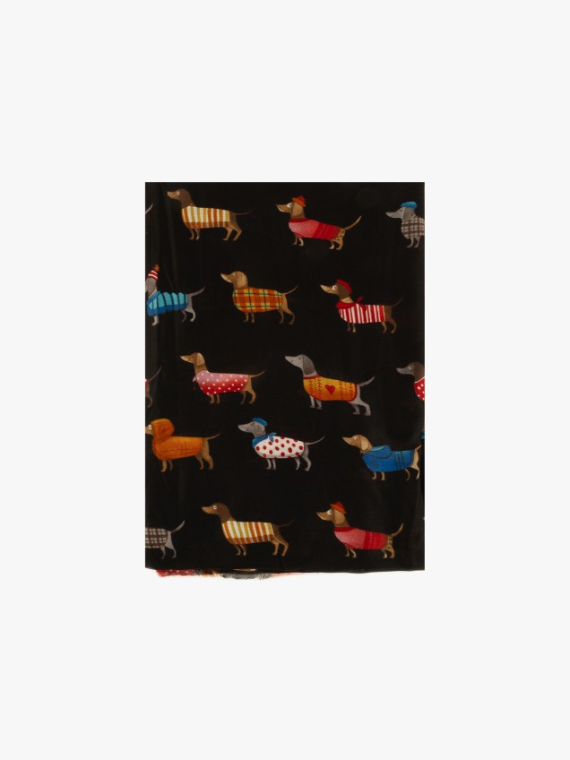 Écharpe com Estampado de Cães