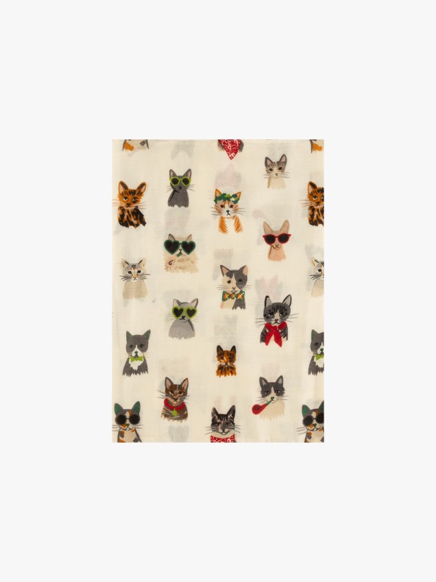 Écharpe com Padrão de Gatos