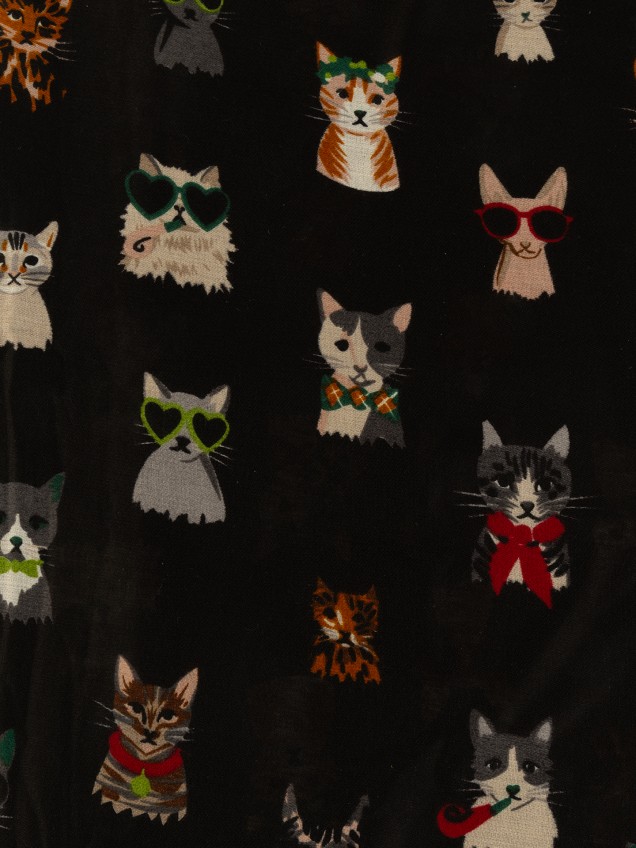 Écharpe com Padrão de Gatos