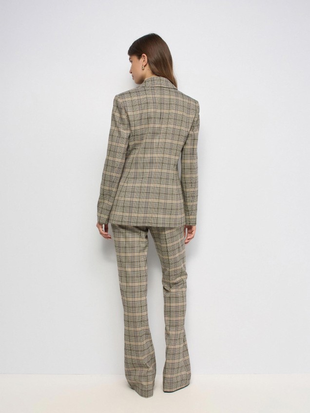 Blazer Slim Fit com Padrão Xadrez
