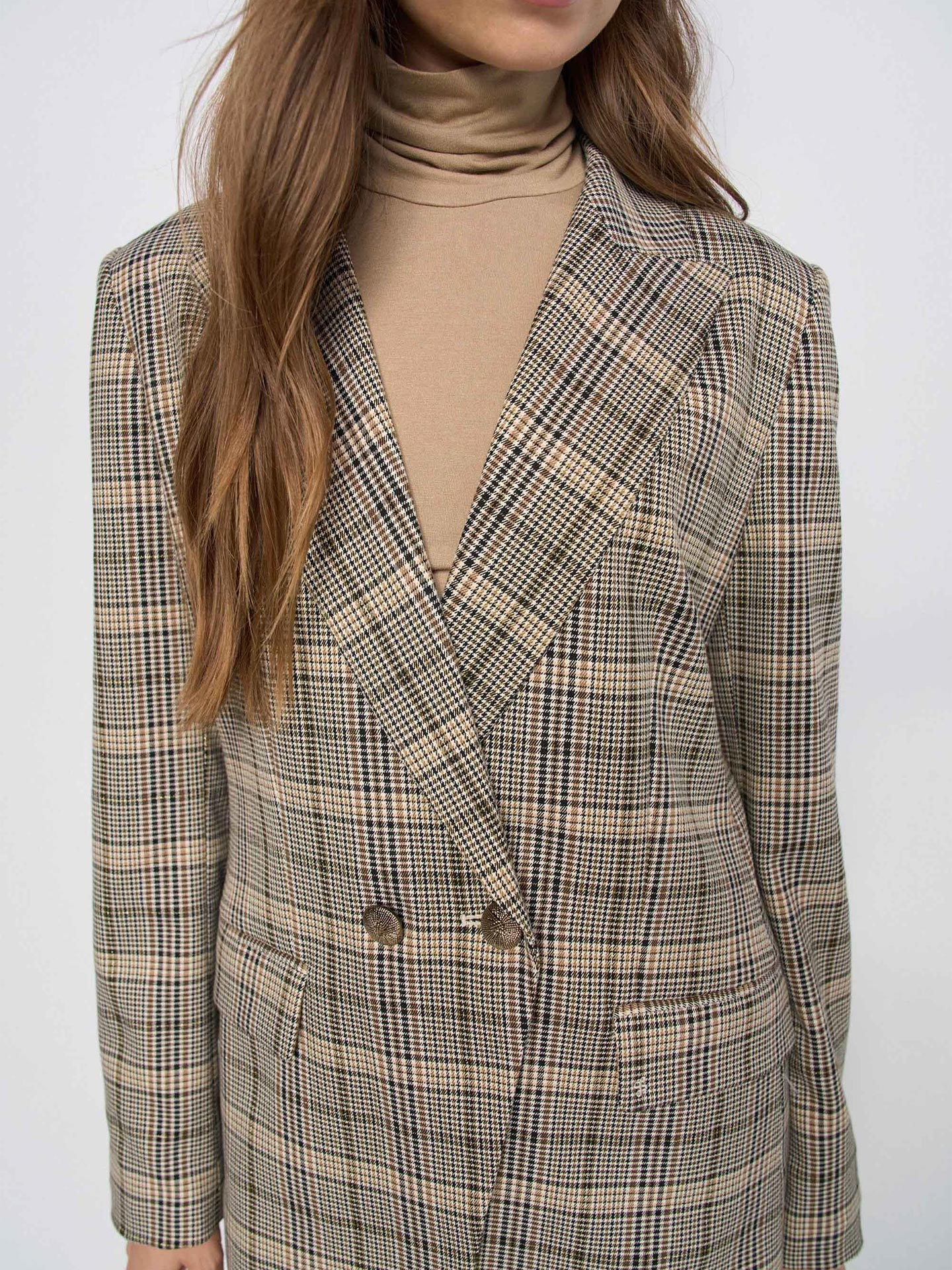 Blazer Slim Fit com Padrão Xadrez