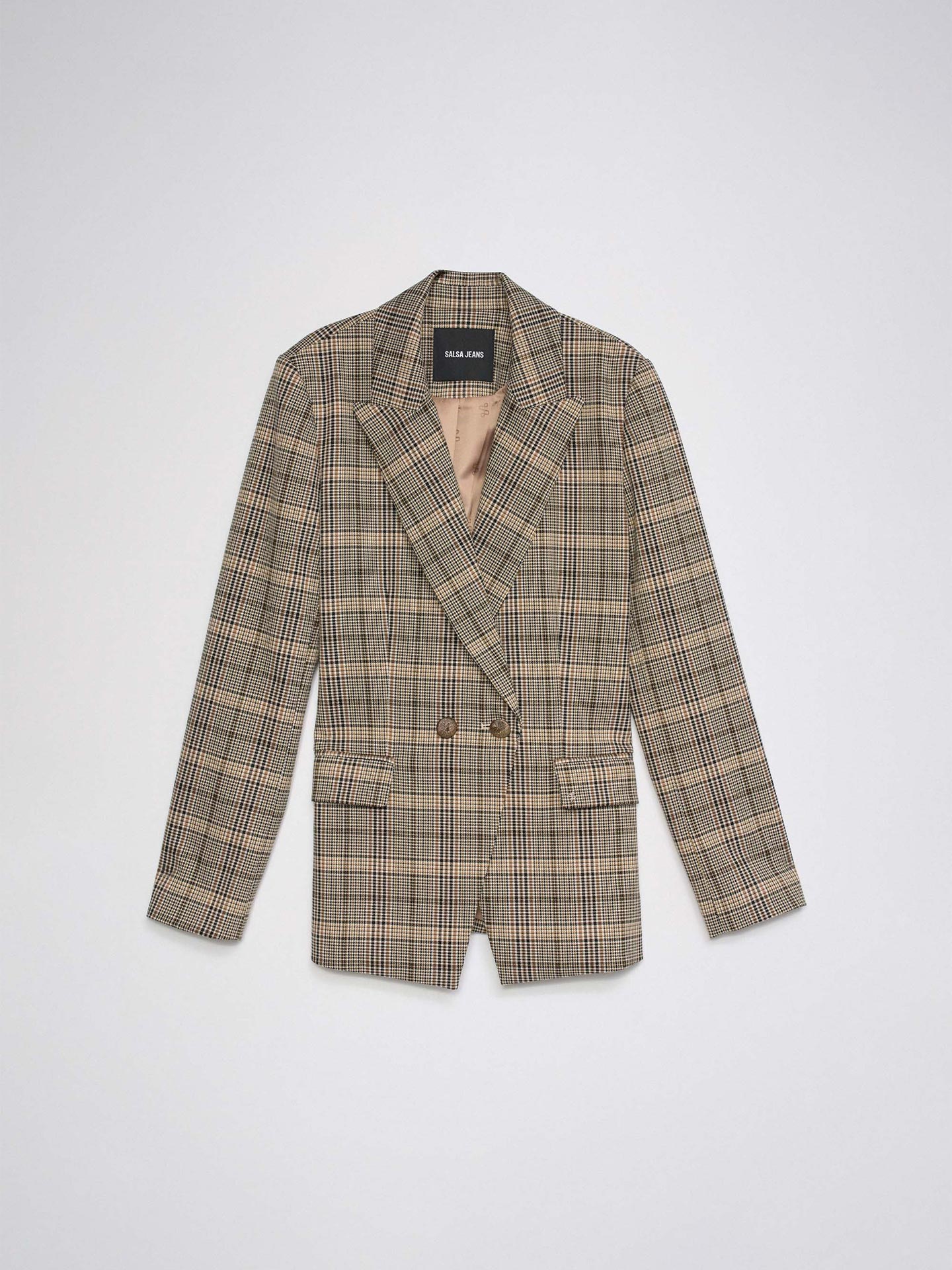 Blazer Slim Fit com Padrão Xadrez