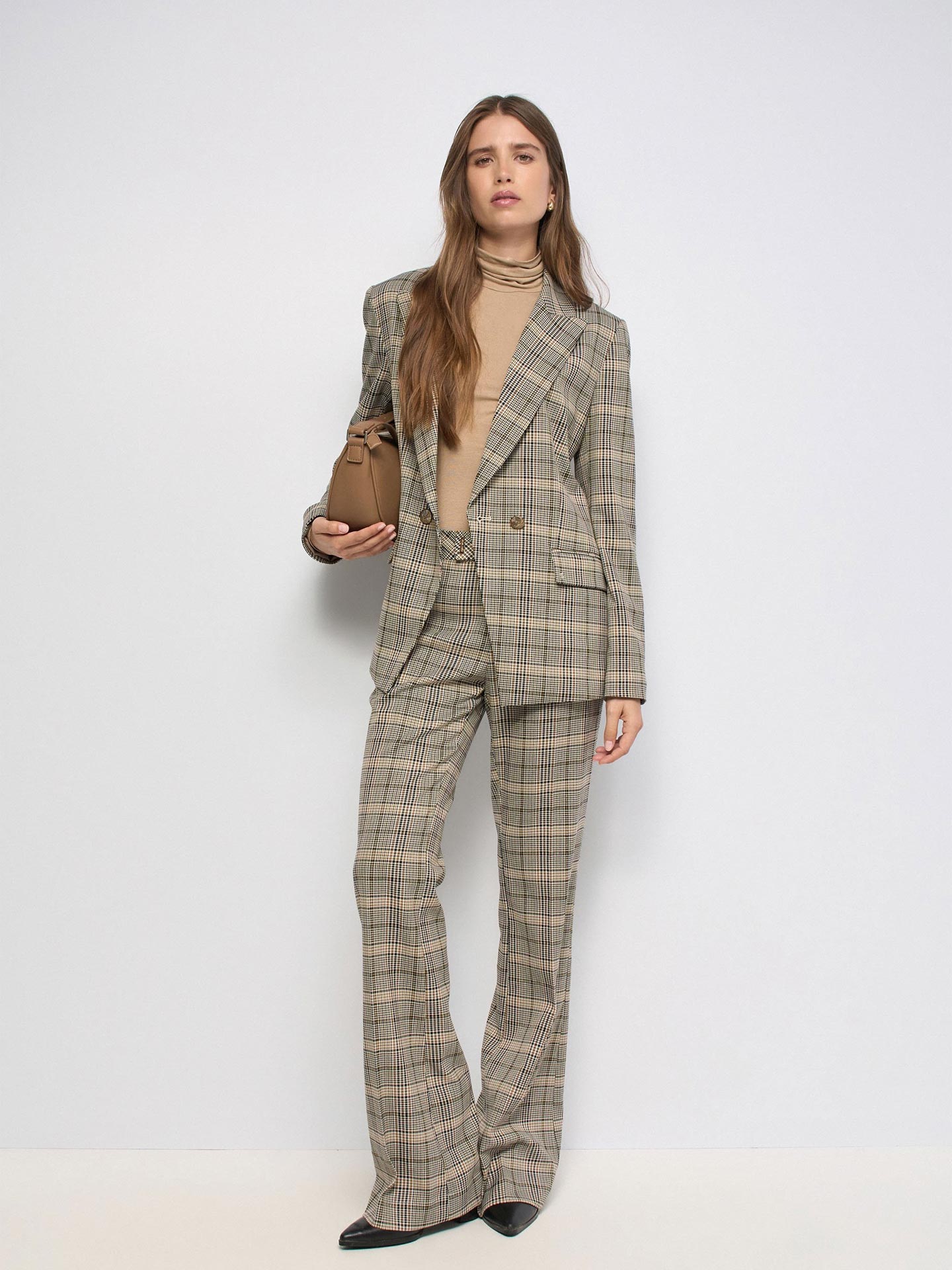Blazer Slim Fit com Padrão Xadrez
