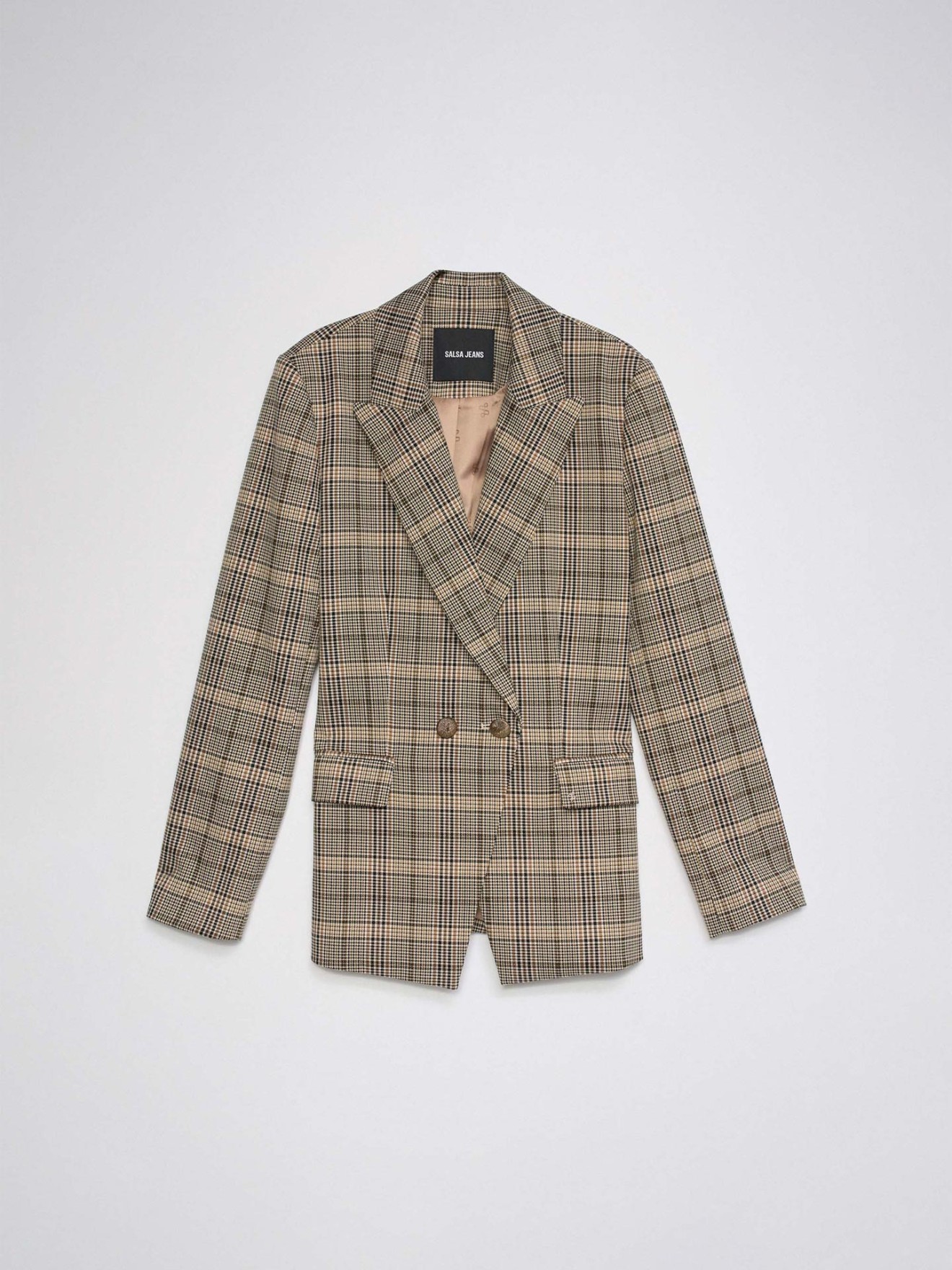 Blazer Slim Fit com Padrão Xadrez