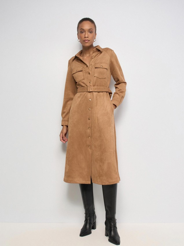 Vestido Midi em Suede