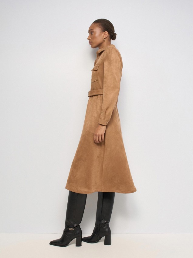 Vestido Midi em Suede