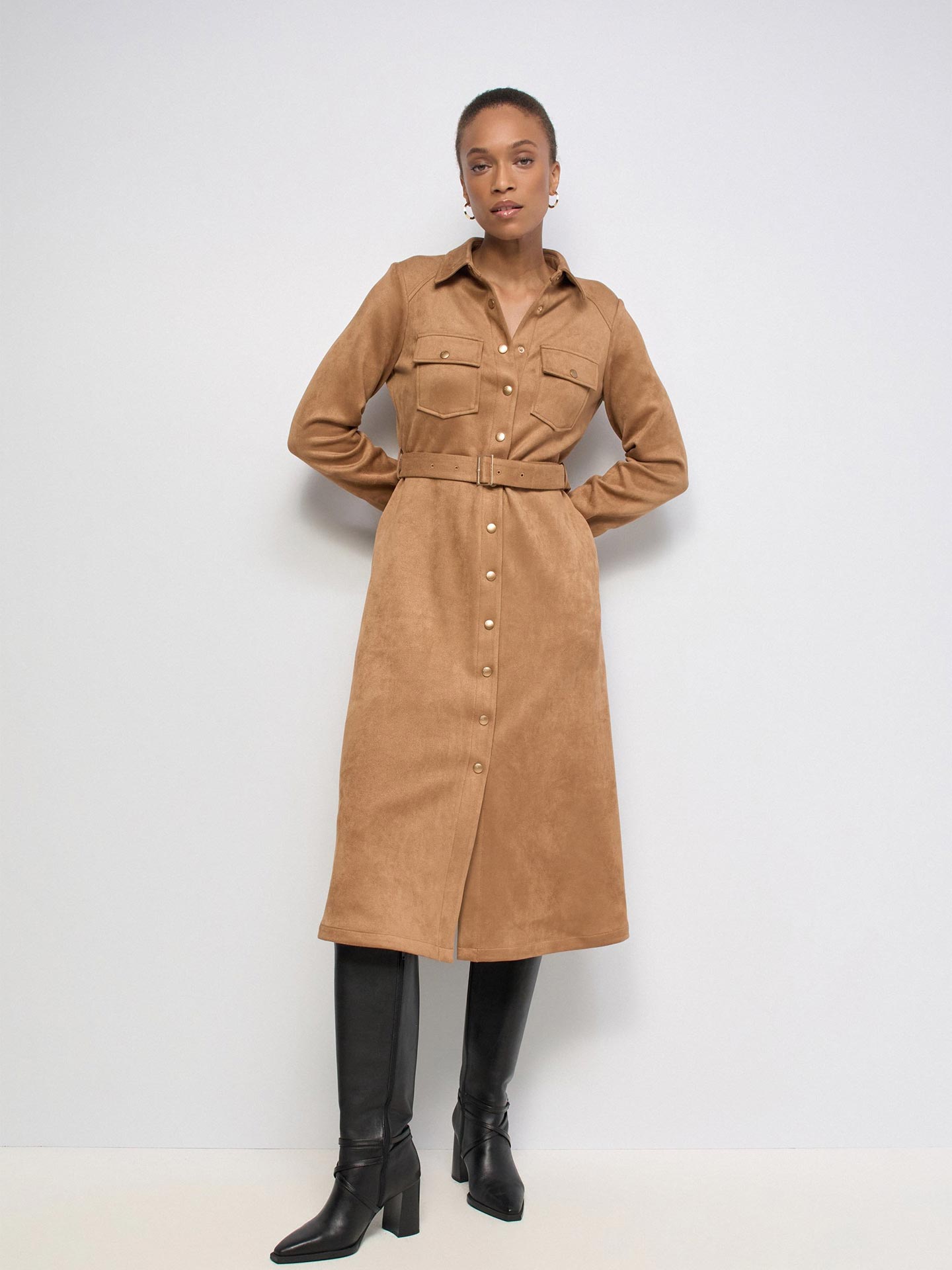 Vestido Midi em Suede