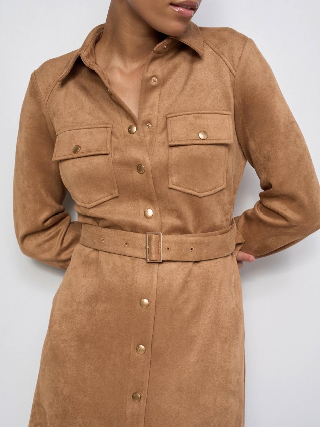 Vestido Midi em Suede