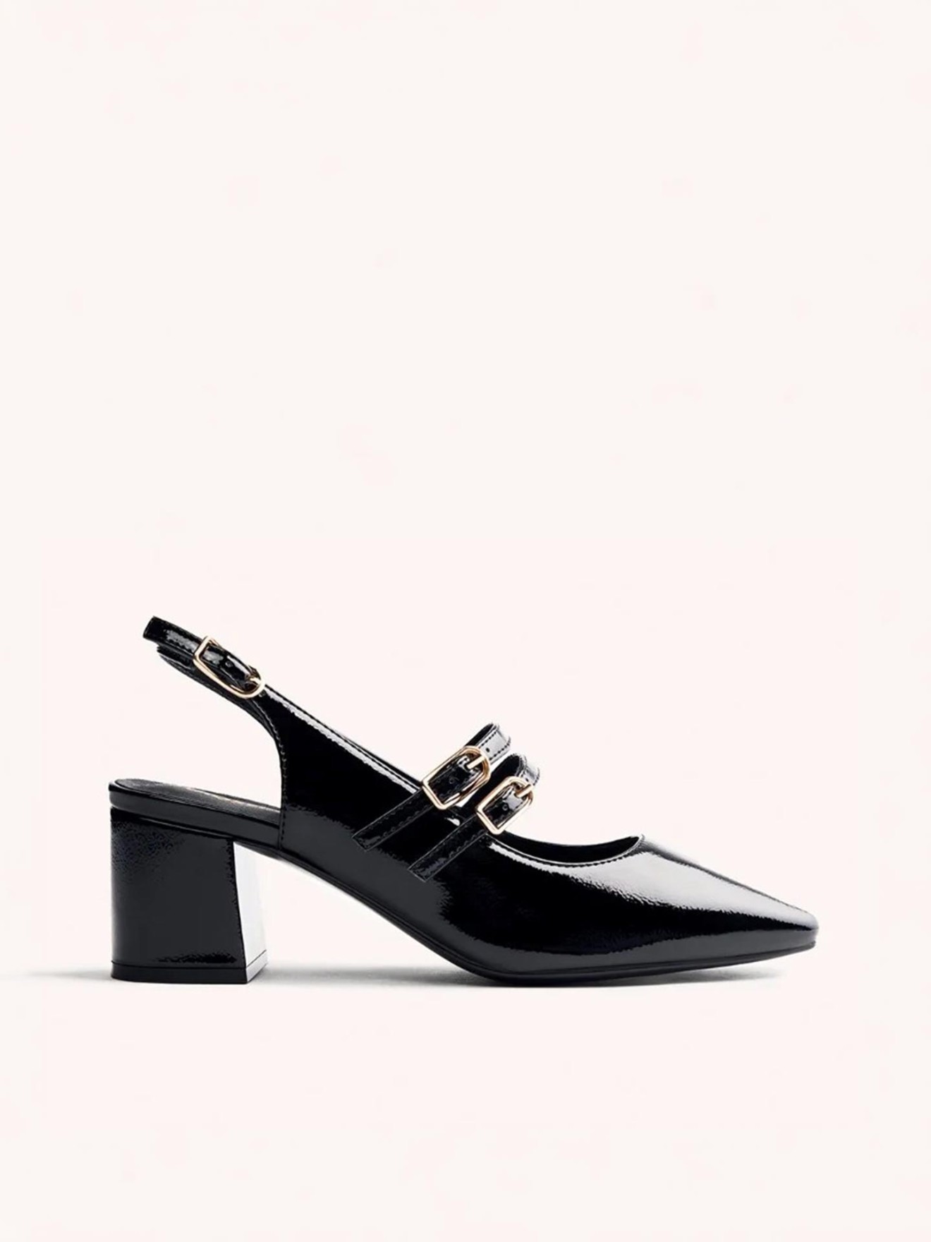 Sapatos Mary-Janes com Efeito Verniz
