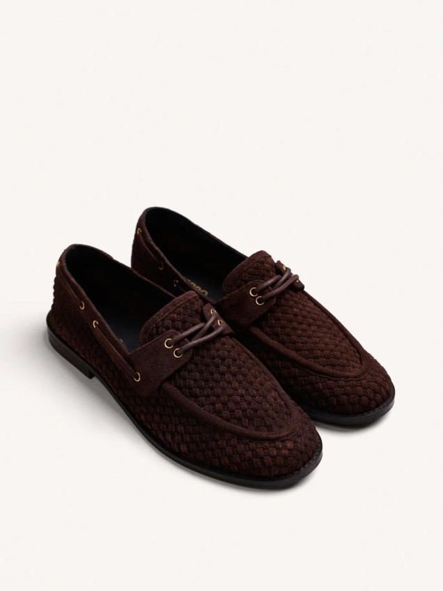 Mocassins Náuticos em Pele Trançada
