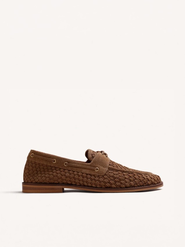 Mocassins Náuticos em Pele Trançada