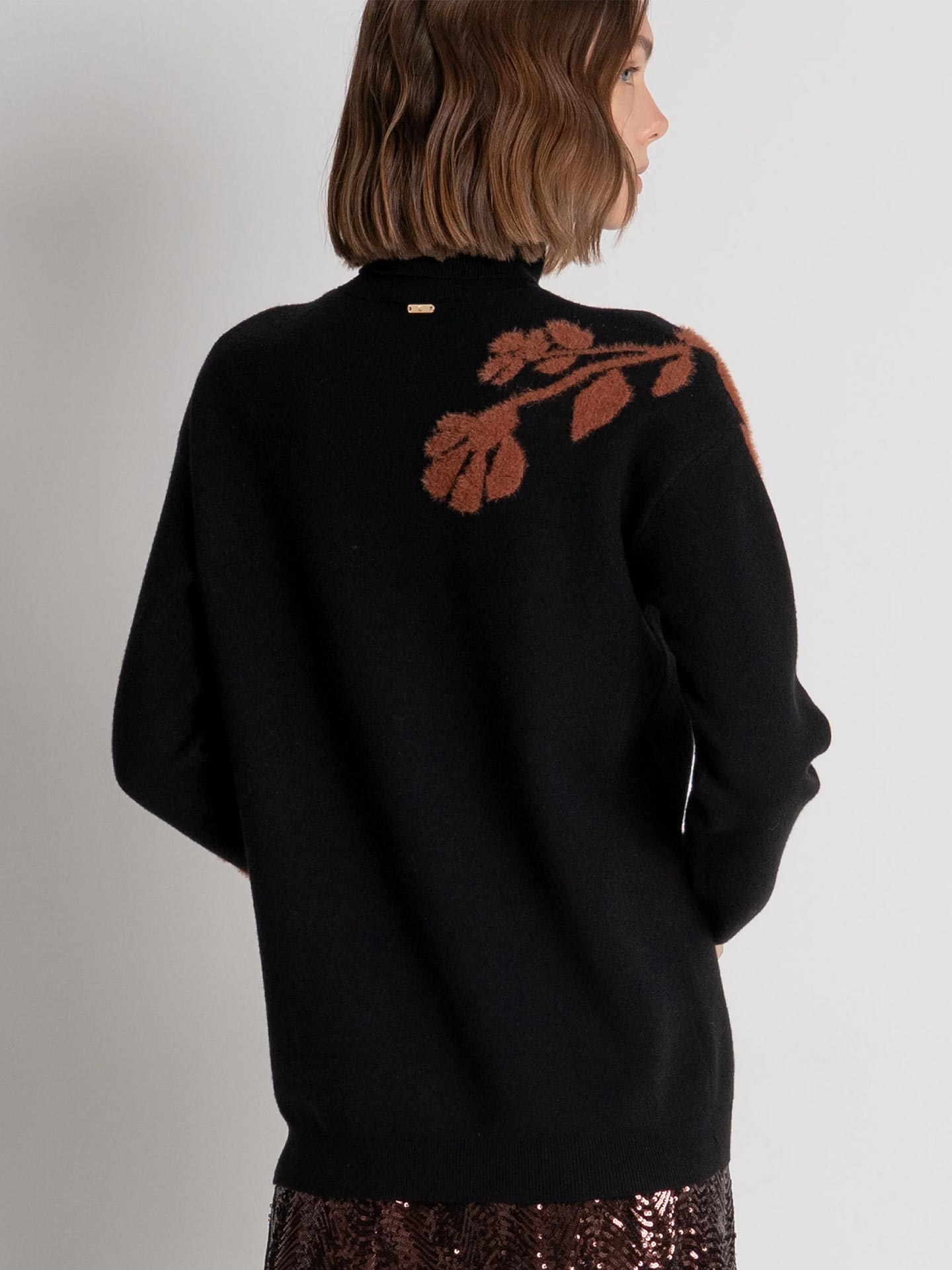 Camisola de Malha com Jacquard Floral