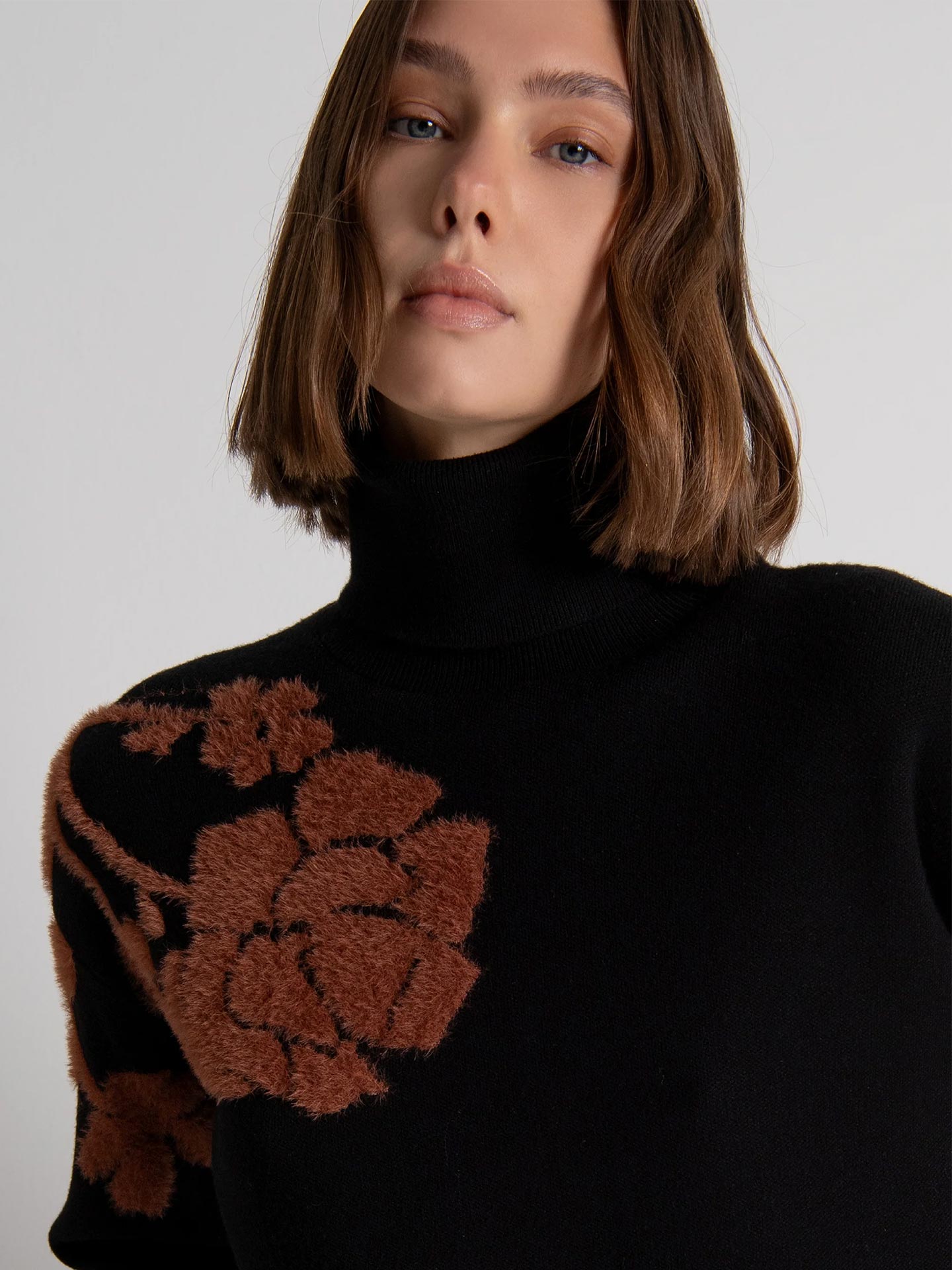 Camisola de Malha com Jacquard Floral