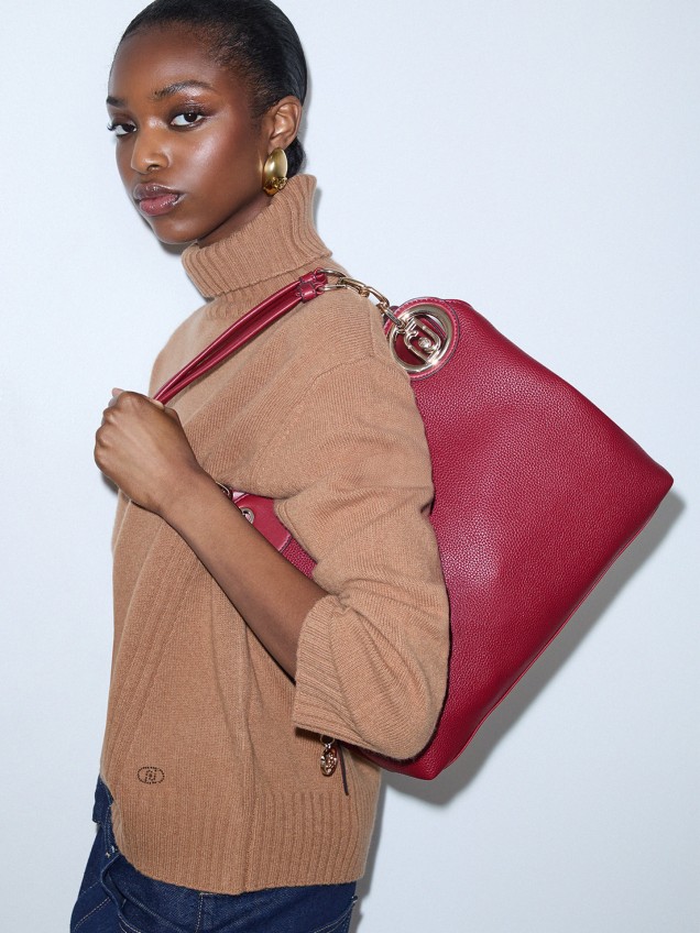 Mala Satchel Média com Efeito Granulado
