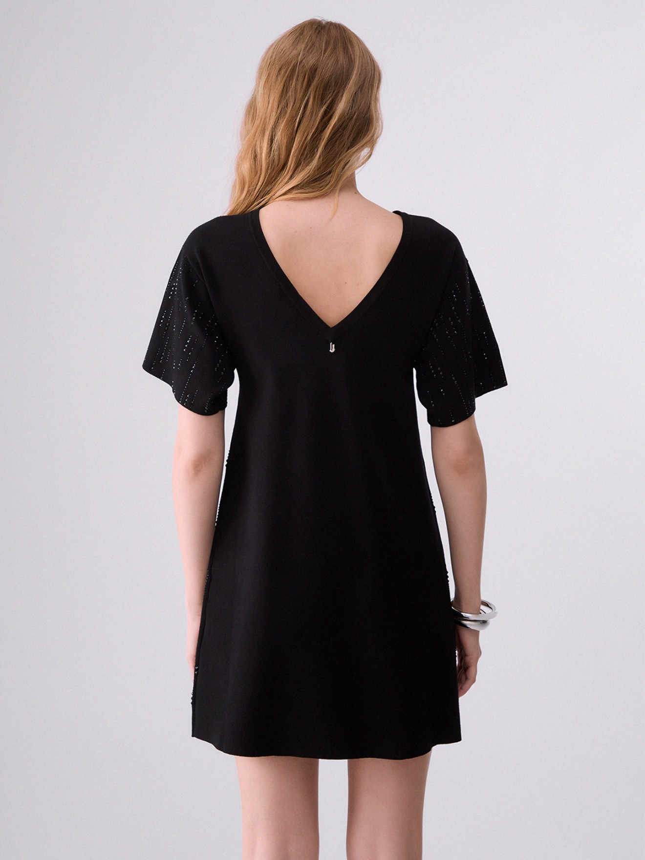 Vestido de Malha com Strass
