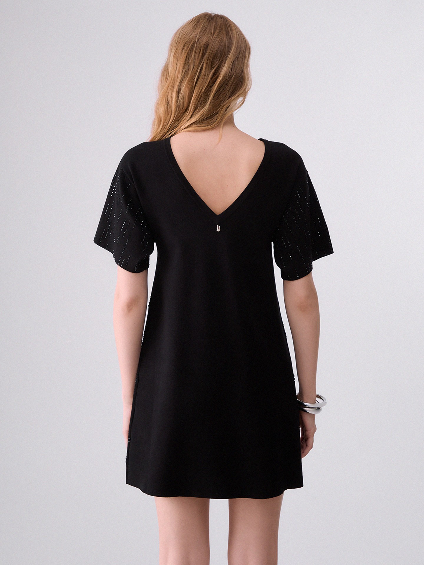 Vestido de Malha com Strass