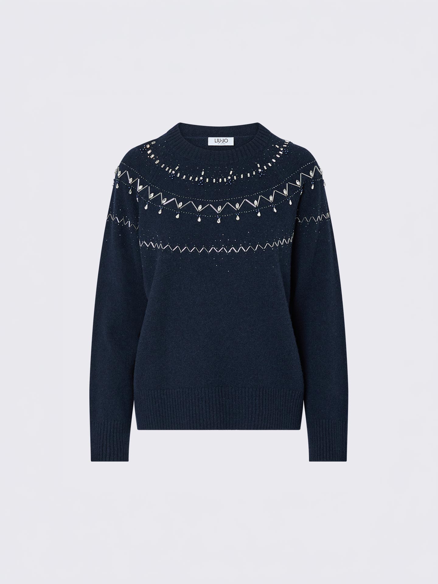 Camisola de Lã com Bordado de Pedraria