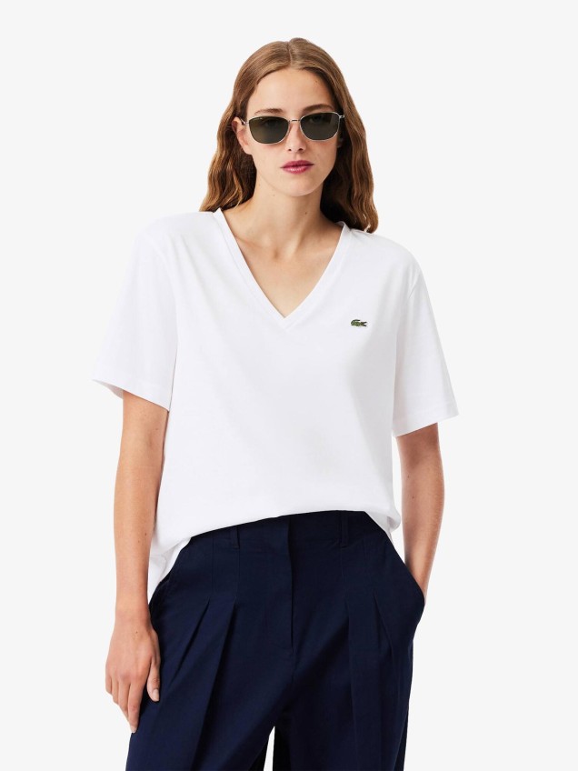T-shirt com Decote em V Relaxed Fit