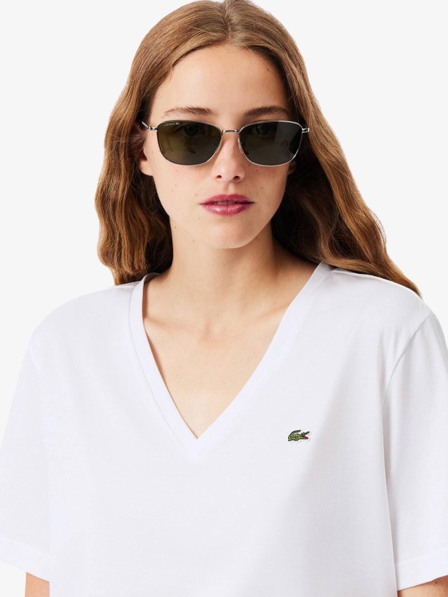T-shirt com Decote em V Relaxed Fit