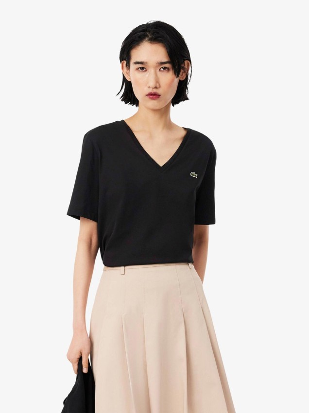 T-shirt com Decote em V Relaxed Fit
