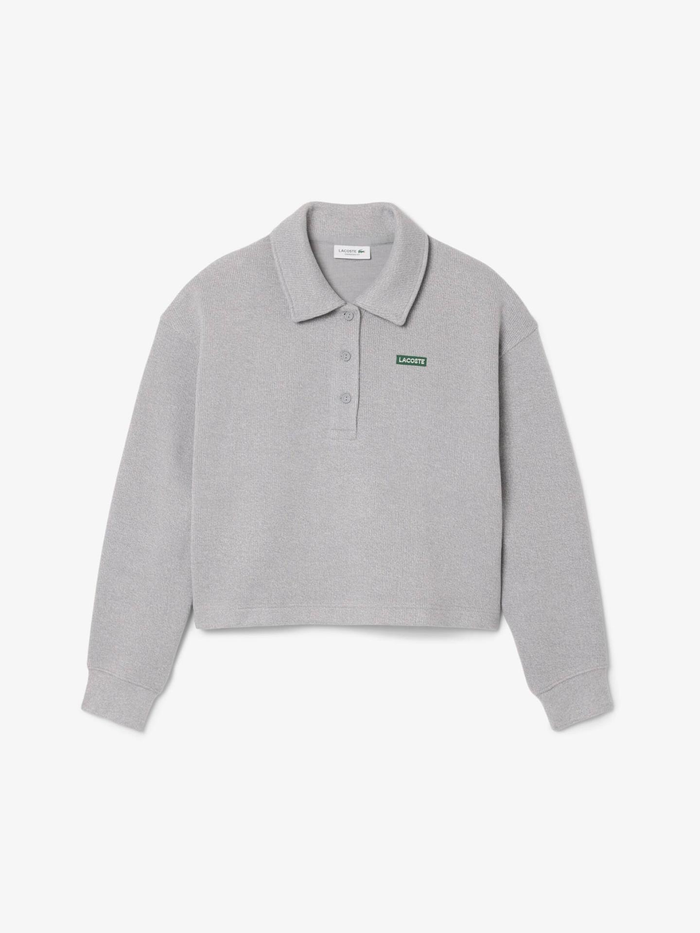 Sweatshirt Oversize com Gola de Polo Canelada