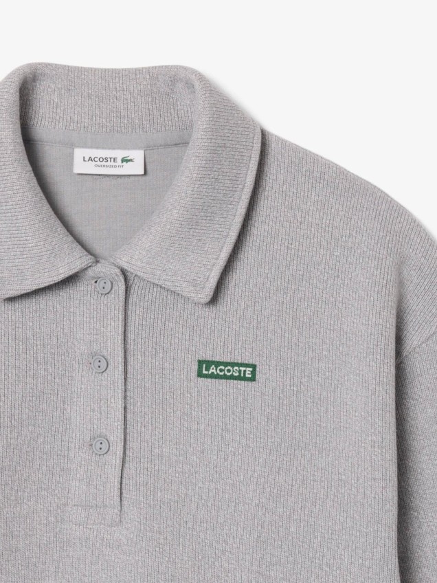 Sweatshirt Oversize com Gola de Polo Canelada