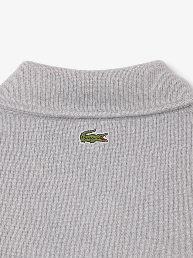 Sweatshirt Oversize com Gola de Polo Canelada