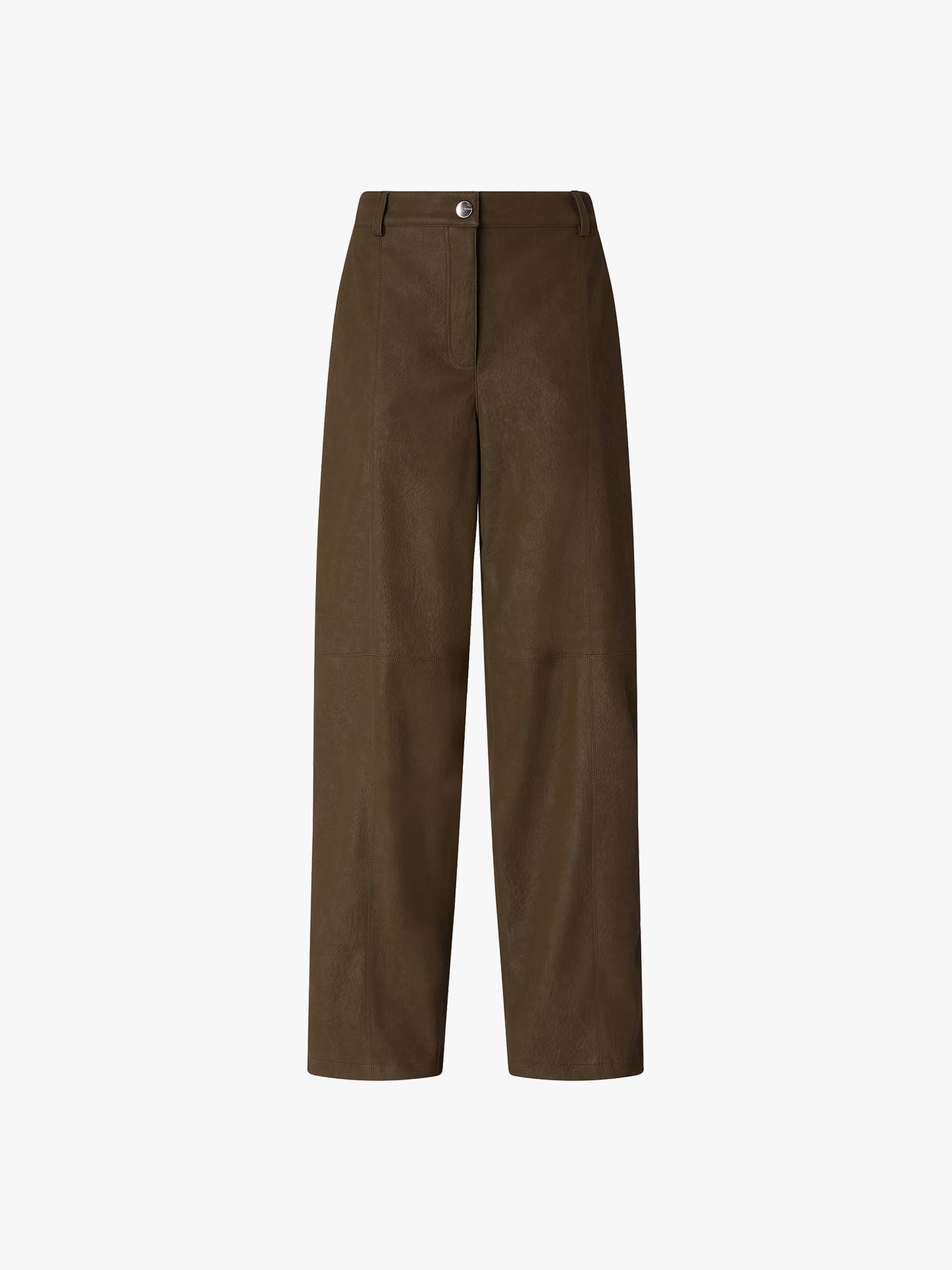Calças Wide Leg com Efeito Pele Nubuck