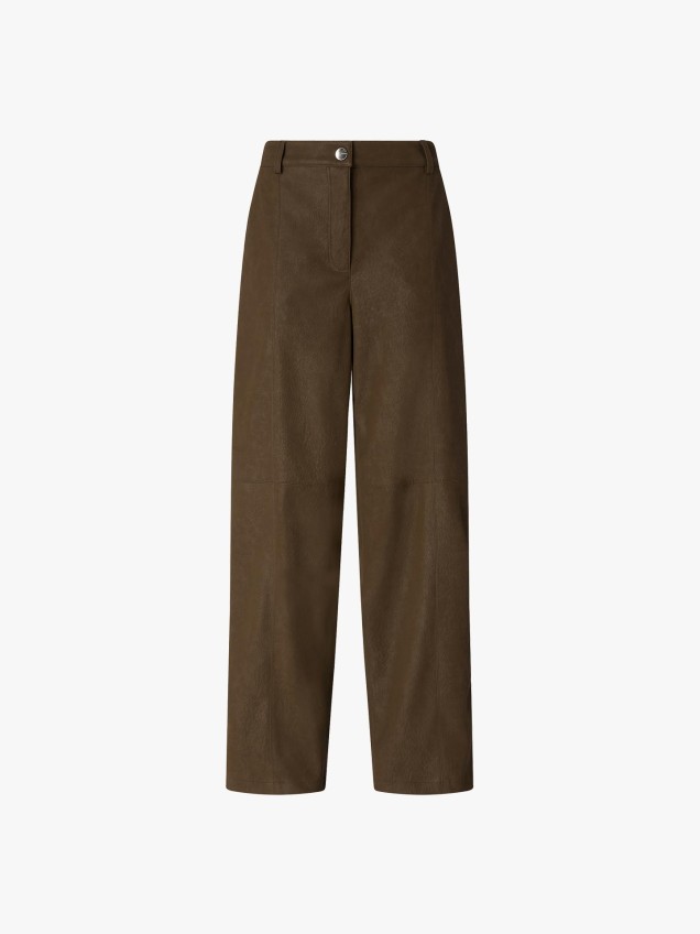 Calças Wide Leg com Efeito Pele Nubuck
