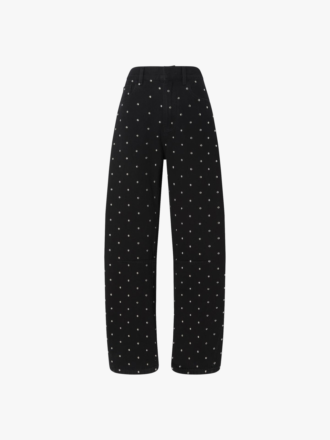 Calças de Ganga Barrel Fit com Tachas
