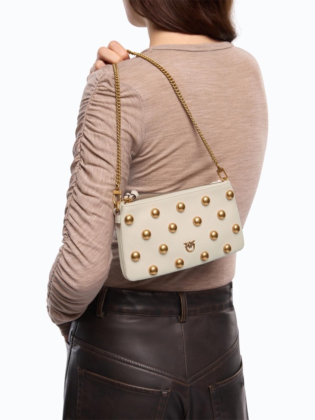 Mala de Tiracolo Mini Double Bag em Pele