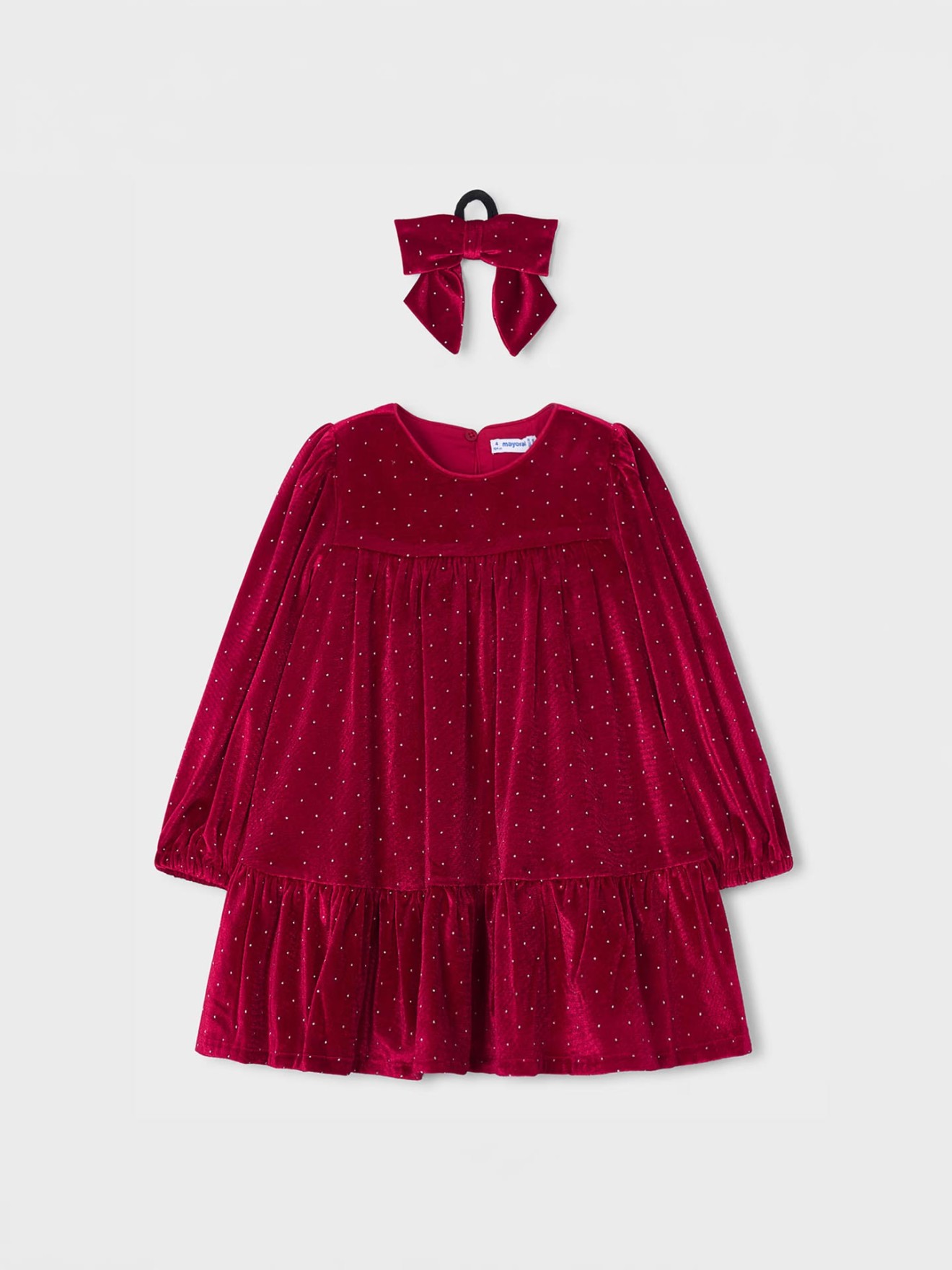 Vestido de Veludo com Laço