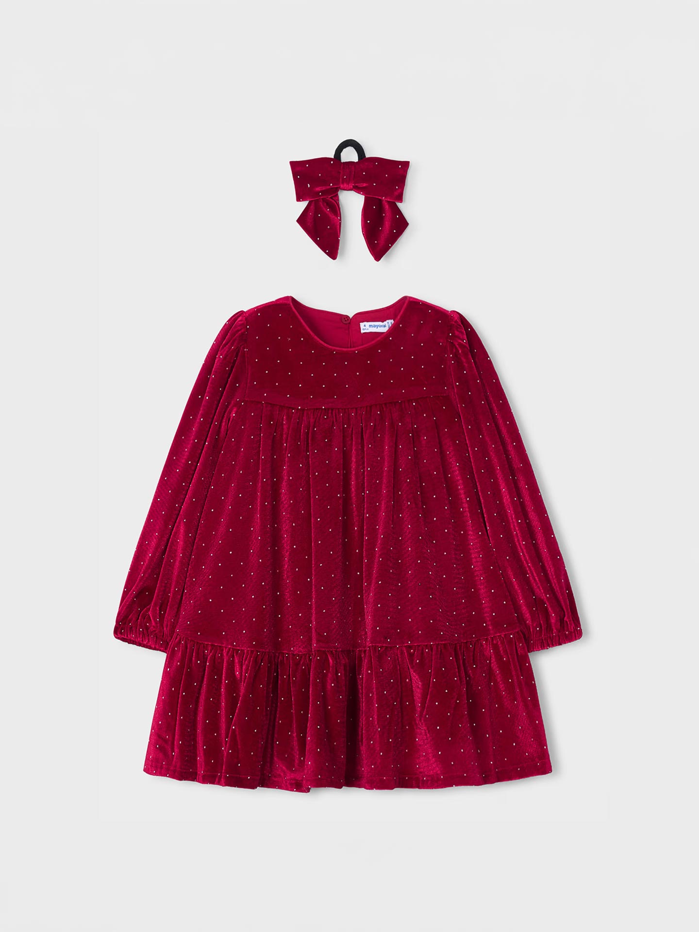 Vestido de Veludo com Laço