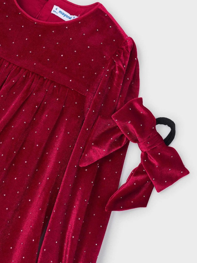 Vestido de Veludo com Laço