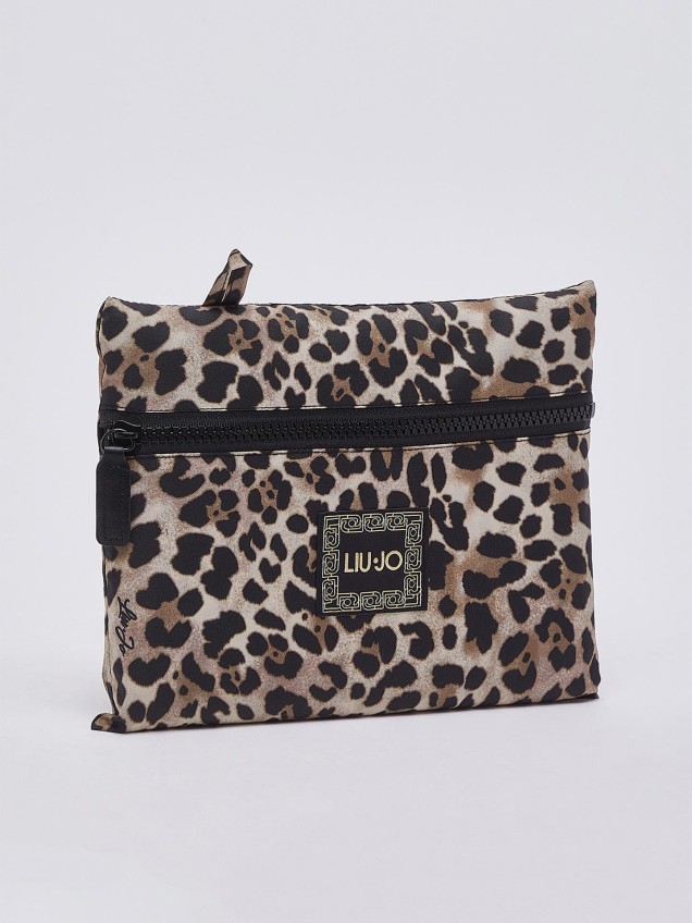 Capa com Capuz e Padrão Animal Print