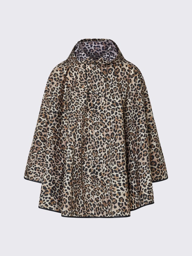 Capa com Capuz e Padrão Animal Print