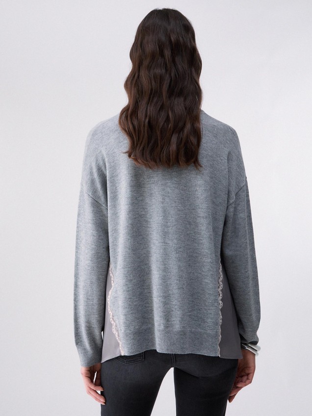 Camisola com Inserções de Cetim