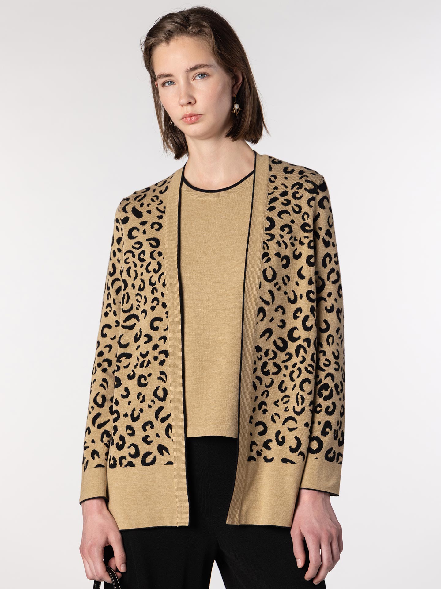 Casaco de Malha Jacquard Animal Print
