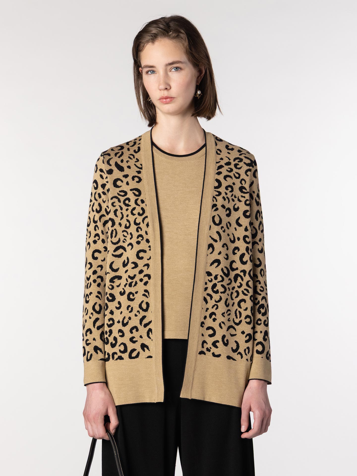 Casaco de Malha Jacquard Animal Print