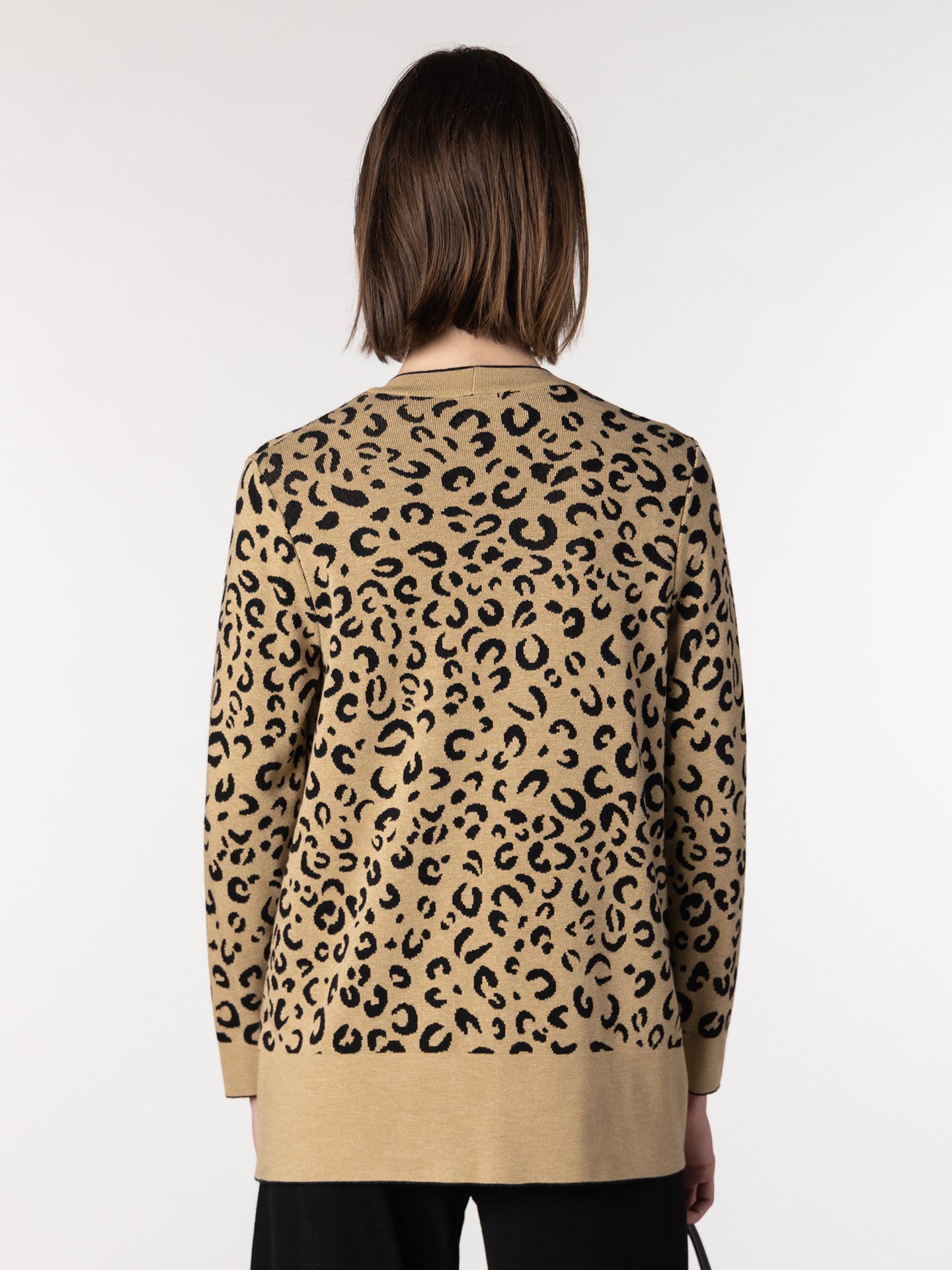 Casaco de Malha Jacquard Animal Print